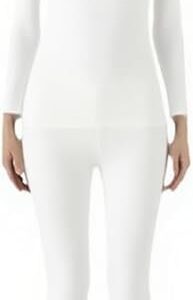 ملابس داخلية حرارية للنساء، طقم بيجاما حراري للطقس البارد، طبقة أساسية دافئة من الأعلى والأسفل، بلوزة بياقة دائرية وسروال داخلي طويل مع بطانة داخلية، مناسبة لممارسة اليوغا والطقس البارد في فصل الشتاء