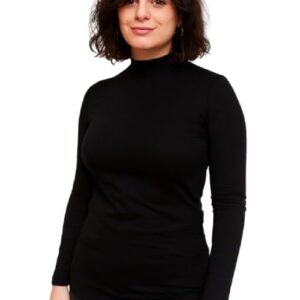 بلوزة برقبة مرتفعة وأكمام طويلة وقصة ضيقة سليم فت للنساء