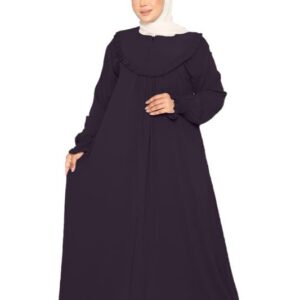 فستان للنساء من جمال سونز فور عباية، مصنوع من الكريب والساتان، بتصميم عصري تقليدي مع كسرات وكشكشة على الصدر، مناسب للمحجبات