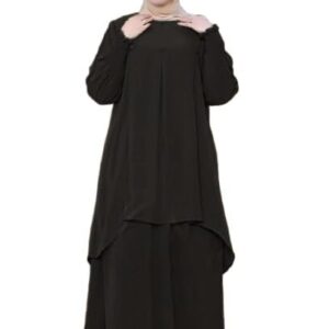 طقم عباءة قطعتين بتصميم كلوش واسع وخامة فاخرة بكم كشكش GAMAL SONS FOR ABAYA GS-Arwa-33844-Parent