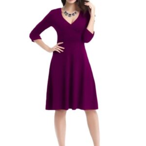 فستان من قماش الكريب للنساء، بلون ارجواني