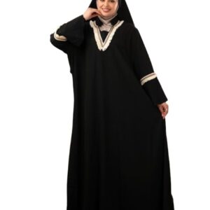 عباية نسائية من بيشة مزينة بالدانتيل واكمام طويلة، فستان اسلامي محتشم، طول كامل - حتى 90 كجم - 201