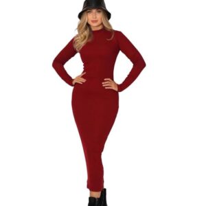 فستان سلينكي متوسط الطول برقبة عالية للنساء