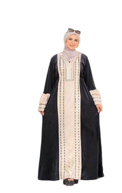 31Z4nJeFMjL عباية قطيفة حريمي شتوية مطرزة بخامة هايدي ناعمة – تطريز حرير وأوكسيد – تصميم أنيق للاستقبال والخروج – مقاس 1 (60–85 كجم) | مقاس 2 (60–120 كجم)