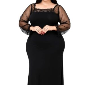 لانجيري طويل، فستان ماكسي بأكمام طويلة شفافة، رقبة مربعة، حتى 80 كيلو - موديل L221 من بيرفكت فاشن