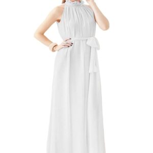 فستان طويل من الشيفون للنساء، لون ابيض