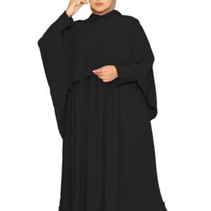 إدناء قطعتين مكون من عبايه و كاب بدون طرحه خامة كريب المقاس موحد يلبس لحد 100 كيلو للنساء , GS-8197Parent GAMAL SONS FOR ABAYA