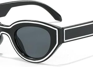 نظارة شمسية ريترو بيضاوية للنساء من ازوني نظارات بتصميم عين القطة فينتاج التسعينيات عصرية صغيرة شفاف