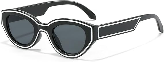 31g-BGK7rKL نظارة شمسية ريترو بيضاوية للنساء من ازوني نظارات بتصميم عين القطة فينتاج التسعينيات عصرية صغيرة شفاف