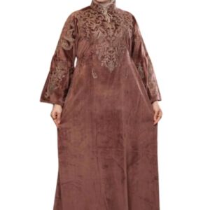 عباية قطيفة شتوي استقبال وخروج نسائية فاخرة – خامة هايدي تقيلة مستوردة – مطرزة وأنيقة – مقاس 1 من 60 حتى 85 كجم ومقاس 2 من 85 حتى 120 كجم