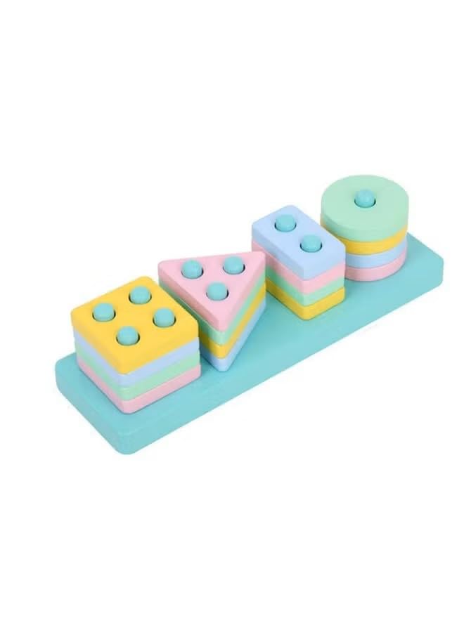31jaQP2AqiL كيدززون احجية خشبية لفرز الاشكال للاطفال الصغار | لعبة مونتيسوري الهندسية التكديس مع مكعبات ملونة | لعبة تعليمية لتعلم المهارات الحركية الدقيقة للاطفال (4 اشكال و4 الوان) (النمط 2)