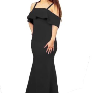 فستان طويل للنساء بدون اكمام، لون ازرق