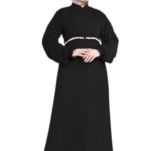 عبايه خروج مطرزة كريب فيرونا بسحاب موديل 020 للنساء من GAMAL SONS FOR ABAYA ،