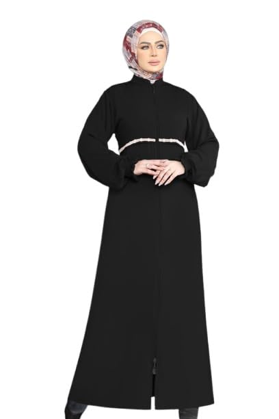 31mO40l6dBL عبايه خروج مطرزة كريب فيرونا بسحاب موديل 020 للنساء من GAMAL SONS FOR ABAYA ،