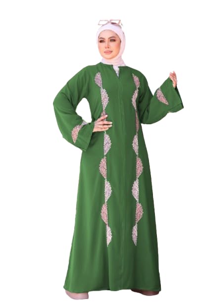 31o7-B-W5UL عباية حريمي بسحاب أمامي وتطريز أنيق على الصدر والأكمام – تصميم واسع ومحتشم مثالي للمحجبات GAMAL SONS FOR ABAYA GS-334-42254-Parent