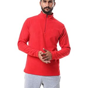 توب رياضي باكمام طويلة وياقة بسوستة بشعار مطرز للرجال من ديادورا - L