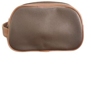 حقيبة مستلزمات جلدية للرجال، منظمة سفر باللون البني مصممة لحمل أدوات الحلاقة والعناية الشخصية من ماي سوق اي جي، مقاس 25 × 15 سم