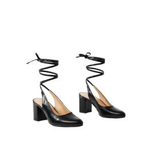 حذاء جلد بكعب وبفيونكة F-2