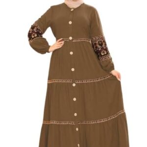 عبايه خروج بسحاب كريب فيرونا موديل 135 للنساء من GAMAL SONS FOR ABAYA