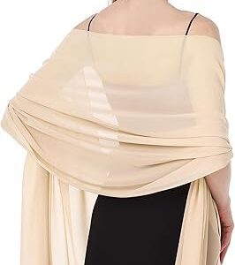 شال شيفون لفستان سهرة للنساء من اتش زد واي اتش، ناعم وانيق من الباشمينا لحفلات الزفاف ووصيفات العروس والمناسبات الرسمية - خفيف الوزن وجيد التهوية