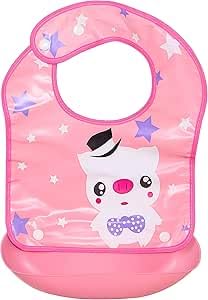 بافتات طعام للأطفال من السيليكون مع جيب - مقاومة للماء وقابلة للغسل ومناسبة للأولاد والبنات - متعددة الألوان