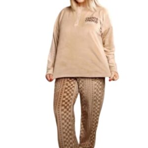 بيجامة شتوي حريمي قطيفة تقيلة مقاس بيج سايز