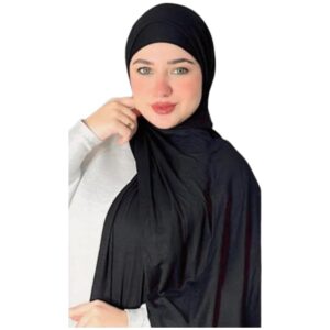 باندانا حجاب جل للنساء، اسود، خامة جيرسيه، جاهز للارتداء، وشاح راس اسلامي