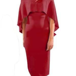 فستان بقصة على شكل مروحة للنساء - لون احمر نبيذي