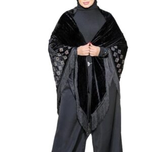 شال قطيفه اسود استراس دهبي تصميم عبارة عن مربعات صغيرة داخلها تصميمات ماسية أو هندسية دقيقة. GAMAL SONS FOR ABAYA GS-1706-34222-Parent