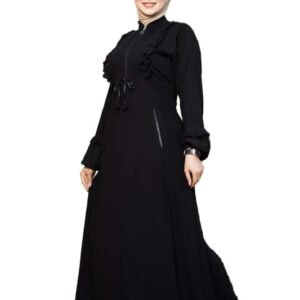 عباية نسائية من جمال أبناء، مصنوعة من الكريب الرويال، مقاس كبير جداً، بتصميم عصري تقليدي، مع حزام