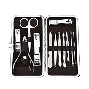 مجموعة مانيكير وباديكير شخصية للرجال والنساء - 12 قطعة، غير لامع عدد 1