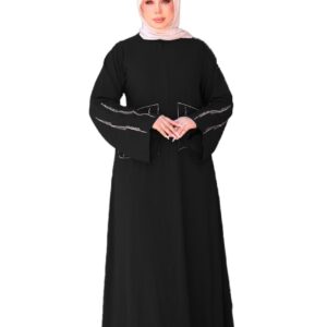 عبايه خروج مطرزة كريب فيرونا موديل 00304 للنساء من GAMAL SONS FOR ABAYA