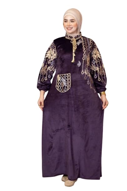 411bDvbeKbL عباية قطيفة شتوي نسائي مطرزة حرير وأوكسيد – خامة قطيفة هايدي دافئة – تصميم واسع مريح – مقاس 1 (60–85 كجم) ومقاس 2 (85–120 كجم)