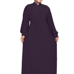 عبايه خروج كريب فيرونا بحزام و سحاب موديل 146 للنساء من GAMAL SONS FOR ABAYA