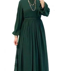 دريس نسائي من الشيفون الاخضر ببطانة