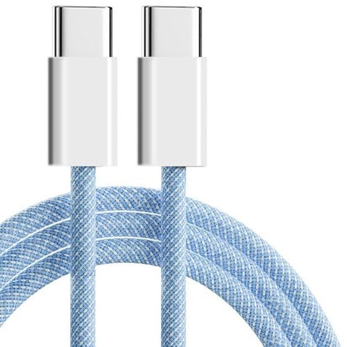 417FWqwQAAL USB C Cable 1M Nylon Braided Fast Charging USB C to USB C Type for iPhone17/ 16 Pro Max/15 Pro/15/16 Plus, mini 6,MacBook Pro/Air,iPad Pro (1m)