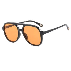 Trendy Polarized Aviator Sunglasses Women Low Bridge 70s Retro Oversized Sunglasses UV Protection