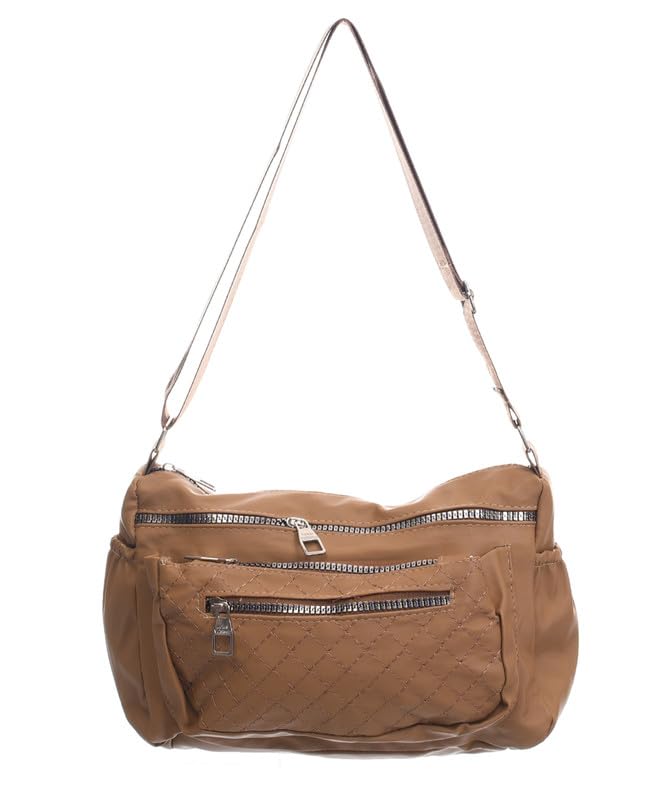 418LEmkkj5L شنطة كروس من الجلد المقاوم للماء مع جيوب متعددة بسوستة للنساء من اكسبرس