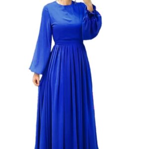 فستان شيفون ازرق ببطانة للنساء