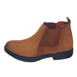 "حذاء رجالي من جلد النوبوك/الشمواه، لون جملي/تان، كاجوال أنيق، سهل الارتداء، نعل مطاطي مريح" (42)