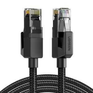 UGREEN Ethernet Cable Cat 6 2M Braided Network Cable 1Gbps High Speed Internet Cord Shielded LAN Wire RJ45 Connector Compatible with Router PS5 Xbox Smart TV Switch WiFi Extender Ethernet Adapter
