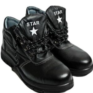 حذاء سيفتي من ستار مصنوع من الجلد بلون اسود لحماية اصابع القدم من الستيل (45)