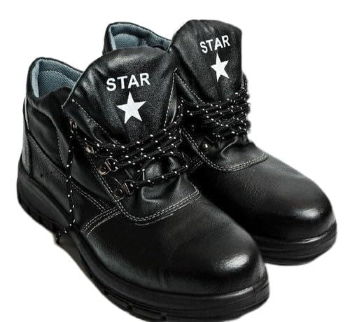 419foMEKgXL حذاء سيفتي من ستار مصنوع من الجلد بلون اسود لحماية اصابع القدم من الستيل (45)