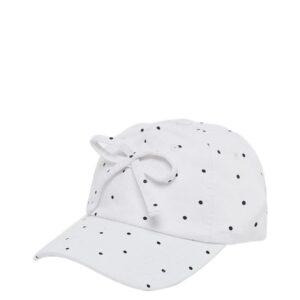 كاب بطبعة منقطة بشريط للنساء من ستايلي، مقاس واحد، ابيض