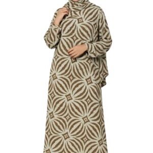 إسدال صلاة من إسدال للنساء، مصنوع من القطن المخلوط، باللون البني، مقاس موحد يناسب حتى 115 كجم، بتصميم محتشم