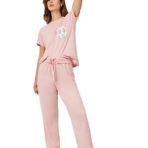بيجامة من تي شيرت بجيب وسروال بخصر مكشكش بطبعة ازتيك للنساء موديل 7004663328 من ستايلي
