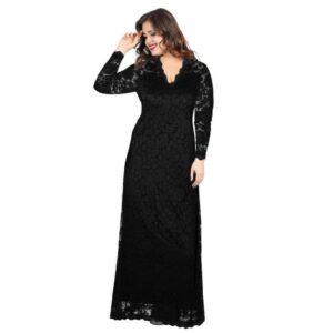 فستان طويل مصنوع من الدانتيل للنساء مع بطانة داخلية