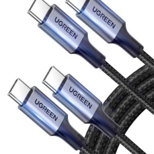 UGREEN USB C Cable(2Pack 1M), 60W Nylon-Braided Cord USB-C to Type C 2.0 Cable Fasting Charging Compatible for iPhone 16/17 Pro Max, iPad/Air, MacBook Pro/Air, Galaxy S25, Huawei P70, Xiaomi