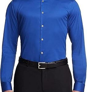 قميص كلاسيكي سادة للرجال (ازرق، 40)