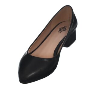 اتش ايه حذاء بكعب عريض من الجلد غير اللامع للنساء